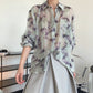 Summer new trendy splash vacuum design print shirt loose thin perspective long sleeve sunscreen