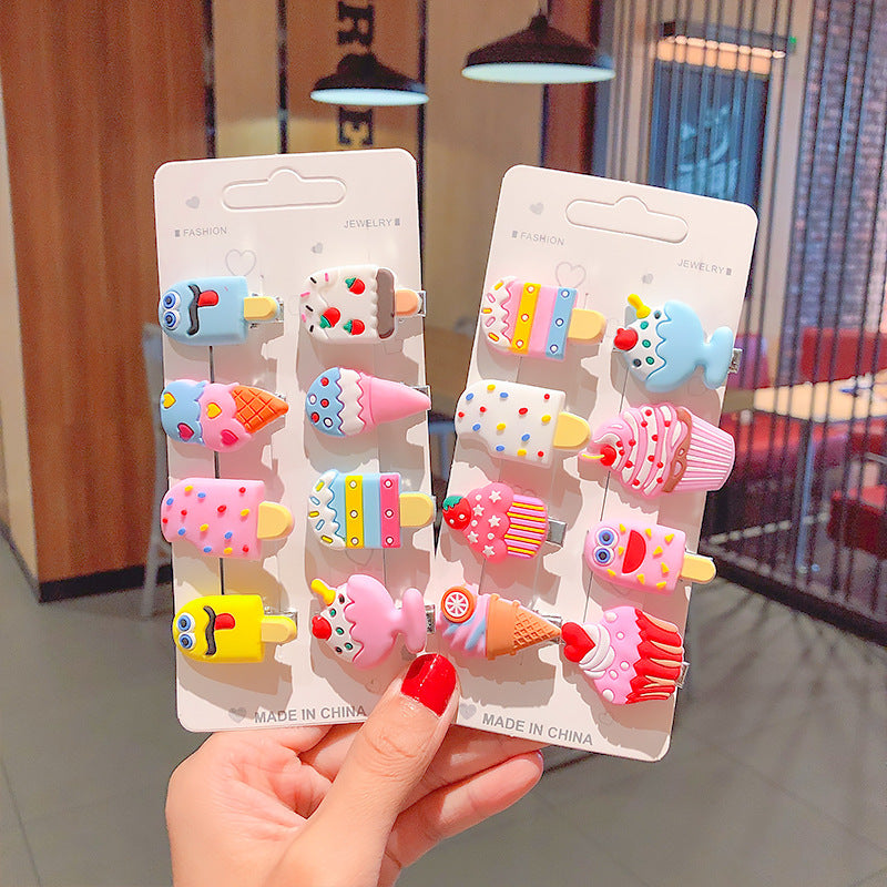 Super cute cream ice cream children's hair clip girl baby does not hurt the duck mouth small clip hair card hair accessories