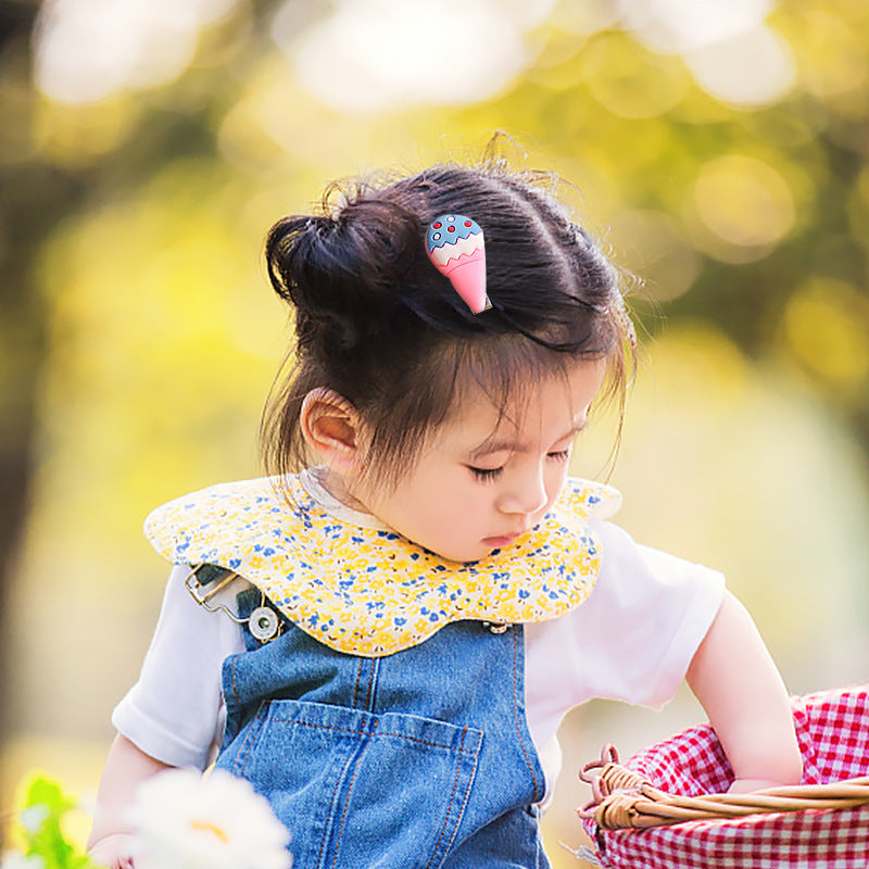 Super cute cream ice cream children's hair clip girl baby does not hurt the duck mouth small clip hair card hair accessories