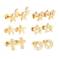 6Pairs/Box Stainless Steel CZ Earrings For Women Girls Kids Piercing Stud Earrings Set Birthday Jewelry Gifts