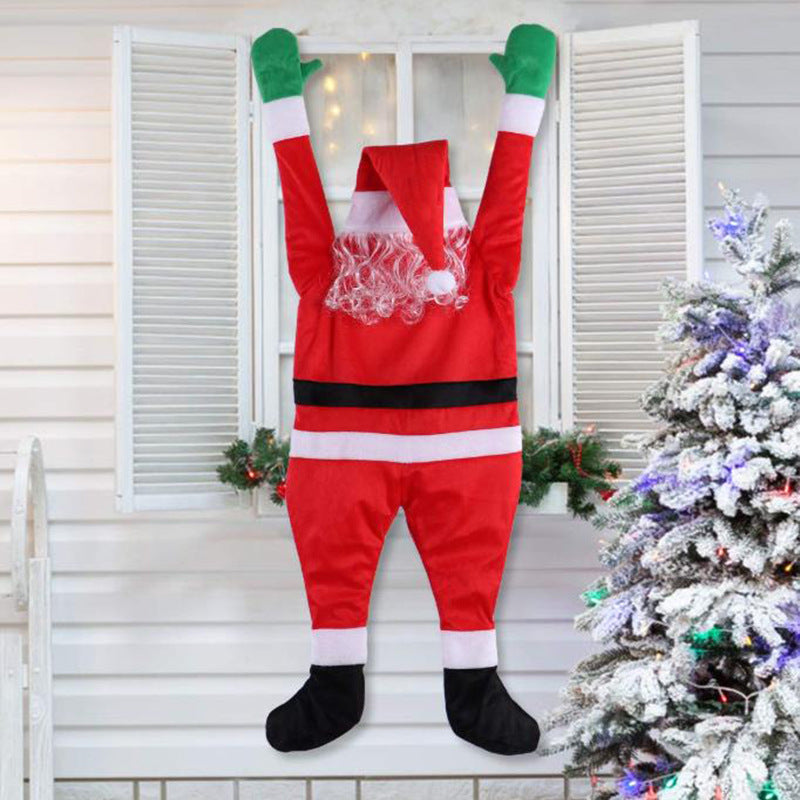 2021 New Flannel Santa Claus Climbing Wall Decoration Clothes Hanging Gifts Holiday Gifts Cross-border E-commerce