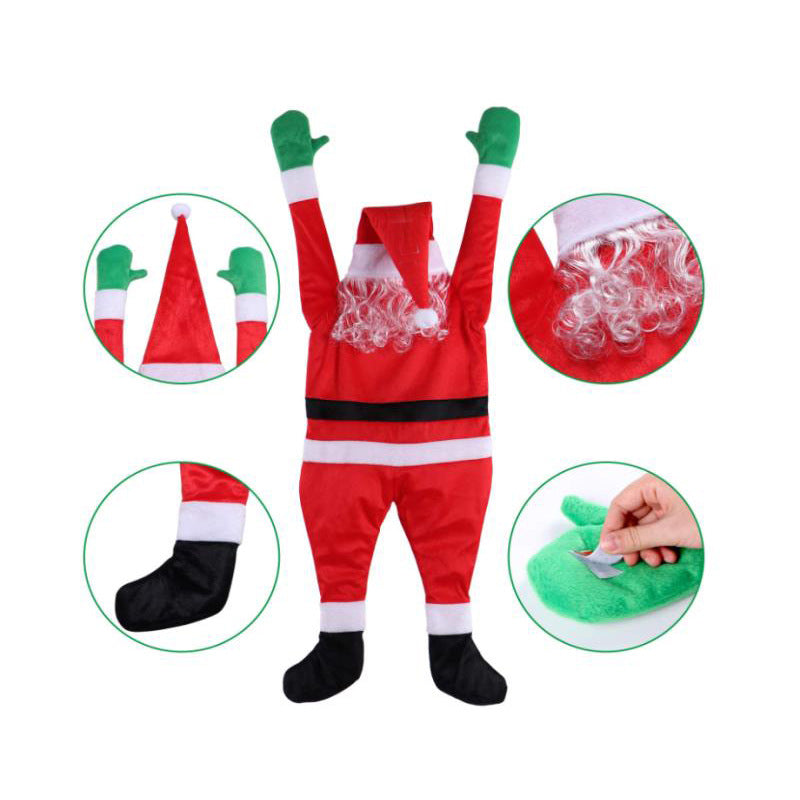 2021 New Flannel Santa Claus Climbing Wall Decoration Clothes Hanging Gifts Holiday Gifts Cross-border E-commerce