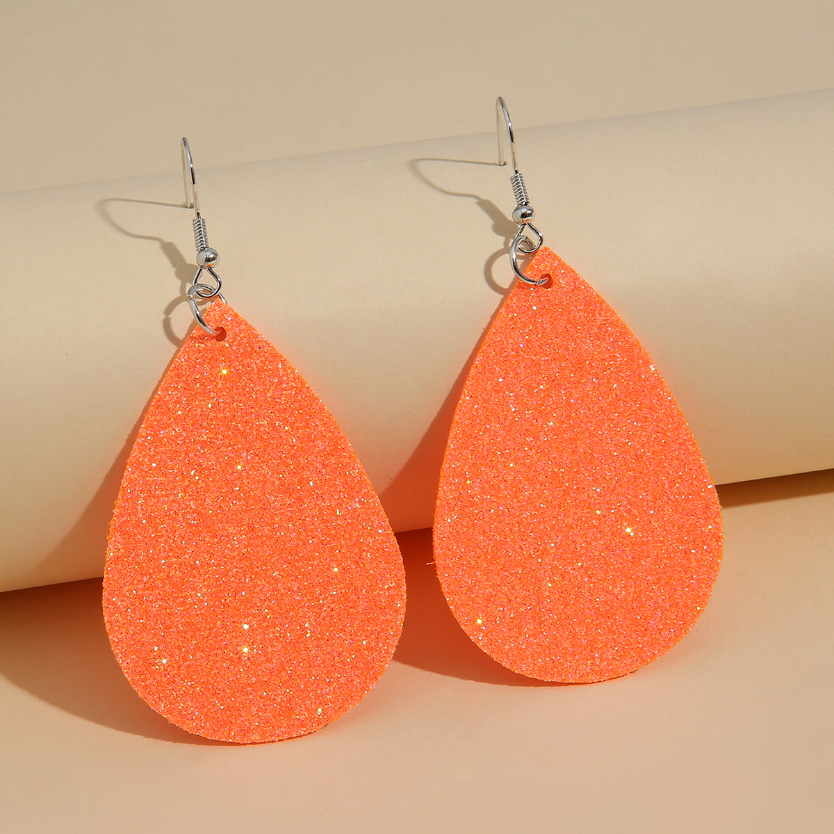 fashion pu simple sequins big water drop earrings trend super flash leather earrings spot