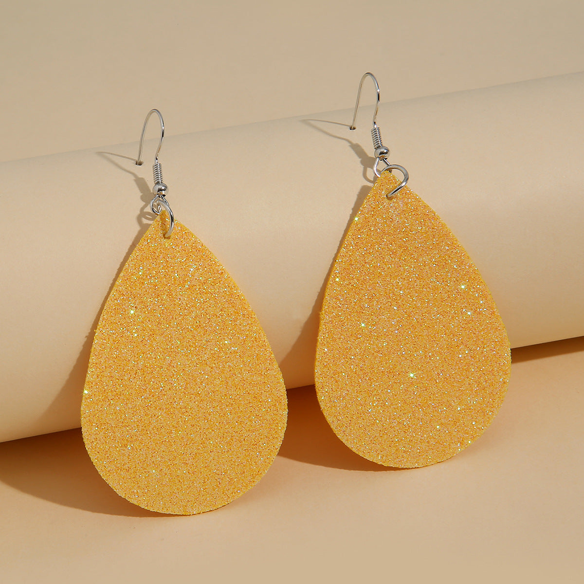 fashion pu simple sequins big water drop earrings trend super flash leather earrings spot