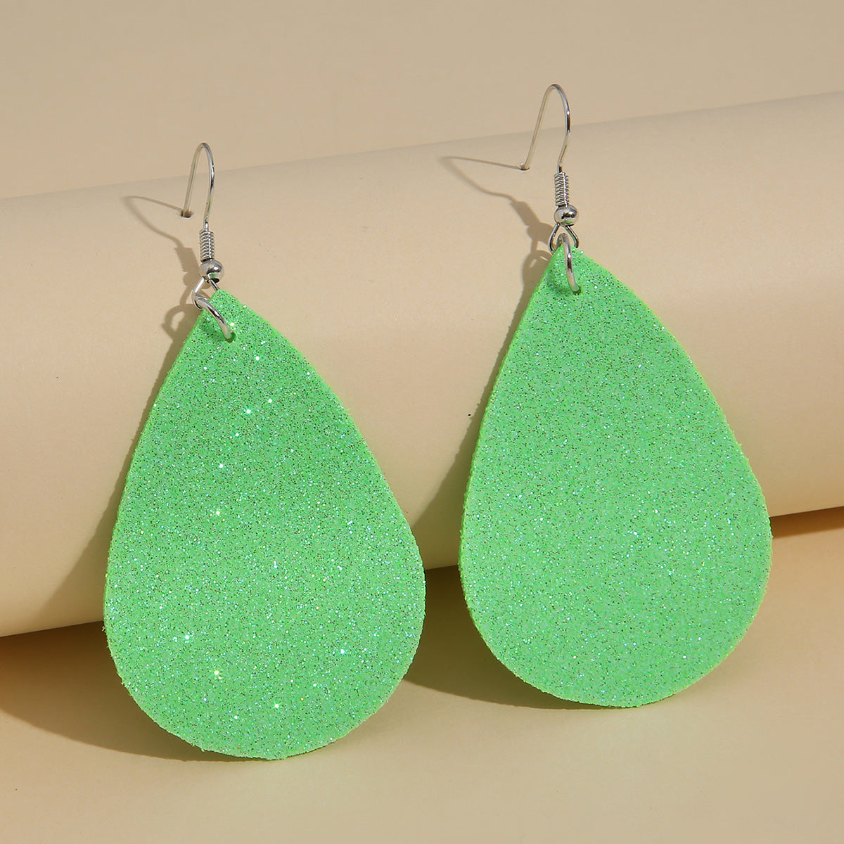 fashion pu simple sequins big water drop earrings trend super flash leather earrings spot