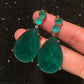 Net red European and American style retro big water drop earrings simulation emerald bar earrings blue Paraiba earrings female