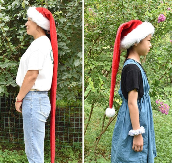 Manufacturers 1.5m red adult children's extended Christmas hat Christmas decorations plush super long Christmas hat