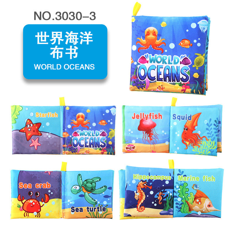 12 stereo baby cloth book Early school toys English hand palm book animal digital cognitive baby cloth foreign trade