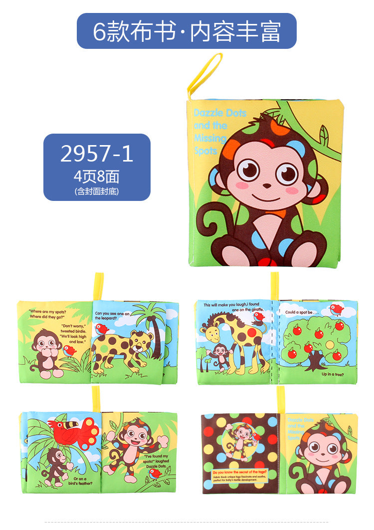 12 stereo baby cloth book Early school toys English hand palm book animal digital cognitive baby cloth foreign trade