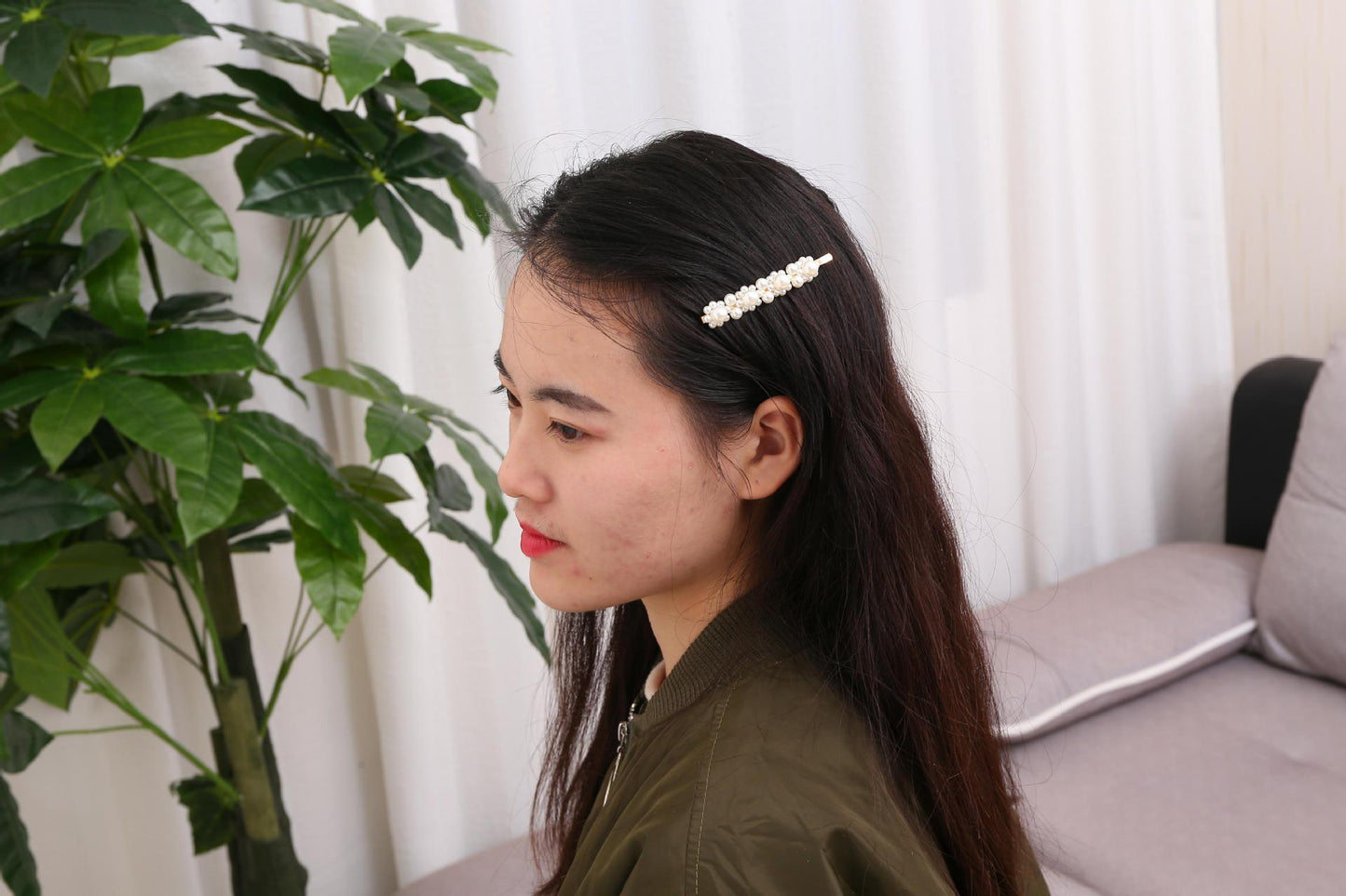 Dongda Gate Pearl hairpin handmade fish line wearing beaded water droplets