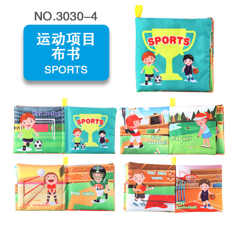 12 stereo baby cloth book Early school toys English hand palm book animal digital cognitive baby cloth foreign trade