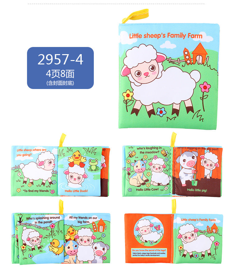 12 stereo baby cloth book Early school toys English hand palm book animal digital cognitive baby cloth foreign trade