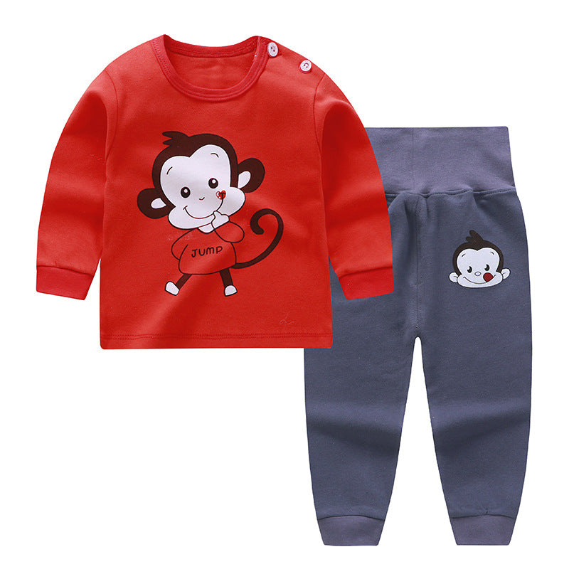 New boys and girls autumn suit children cotton autumn clothes autumn trousers underwear set home service baby clothing