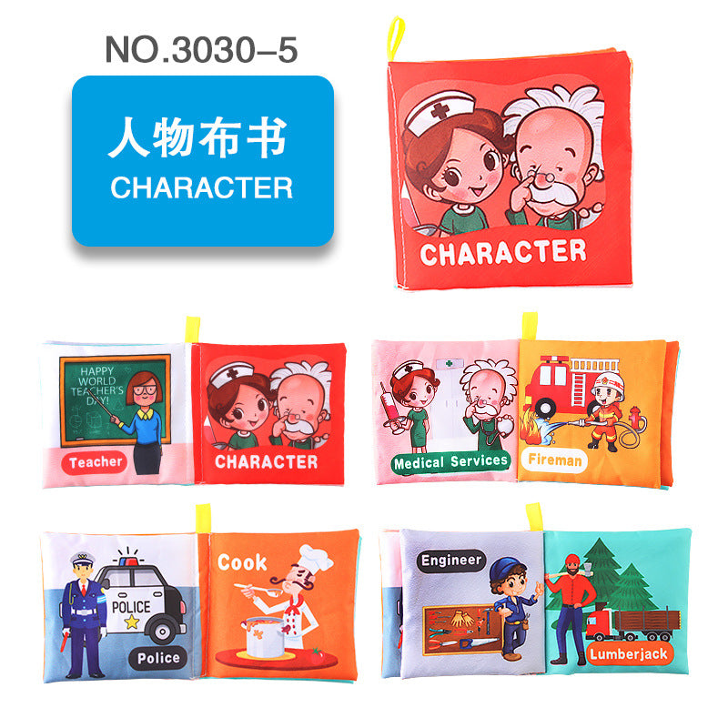 12 stereo baby cloth book Early school toys English hand palm book animal digital cognitive baby cloth foreign trade