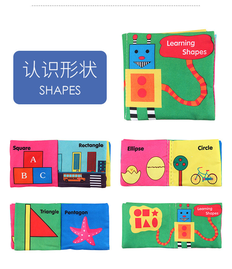 12 stereo baby cloth book Early school toys English hand palm book animal digital cognitive baby cloth foreign trade