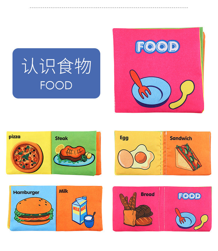 12 stereo baby cloth book Early school toys English hand palm book animal digital cognitive baby cloth foreign trade