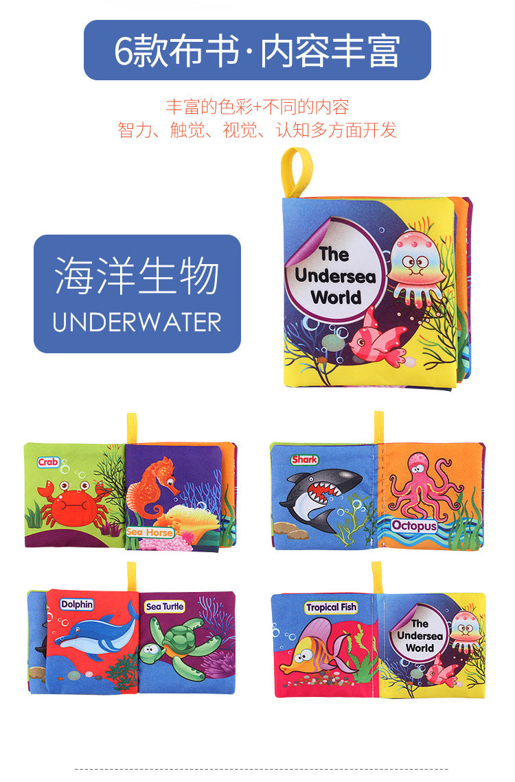 12 stereo baby cloth book Early school toys English hand palm book animal digital cognitive baby cloth foreign trade