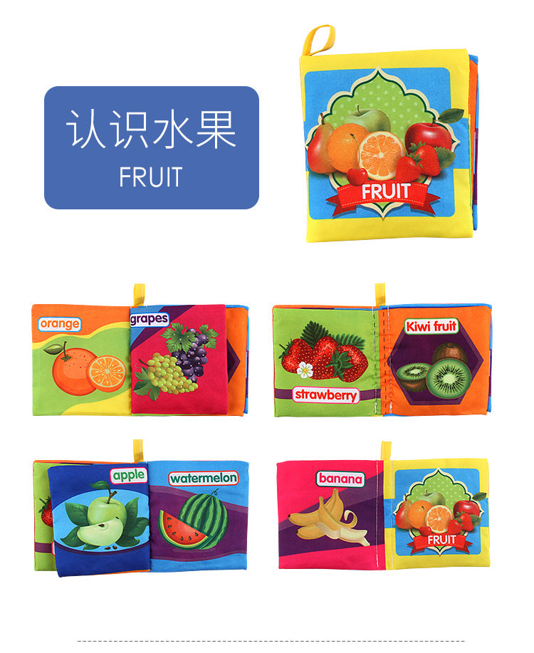 12 stereo baby cloth book Early school toys English hand palm book animal digital cognitive baby cloth foreign trade