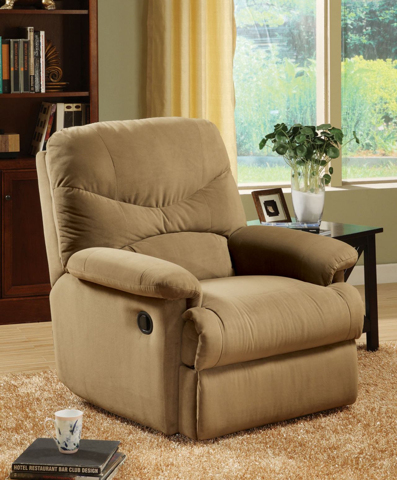 Arcadia Recliner (Motion) in Light Brown Microfiber 00627