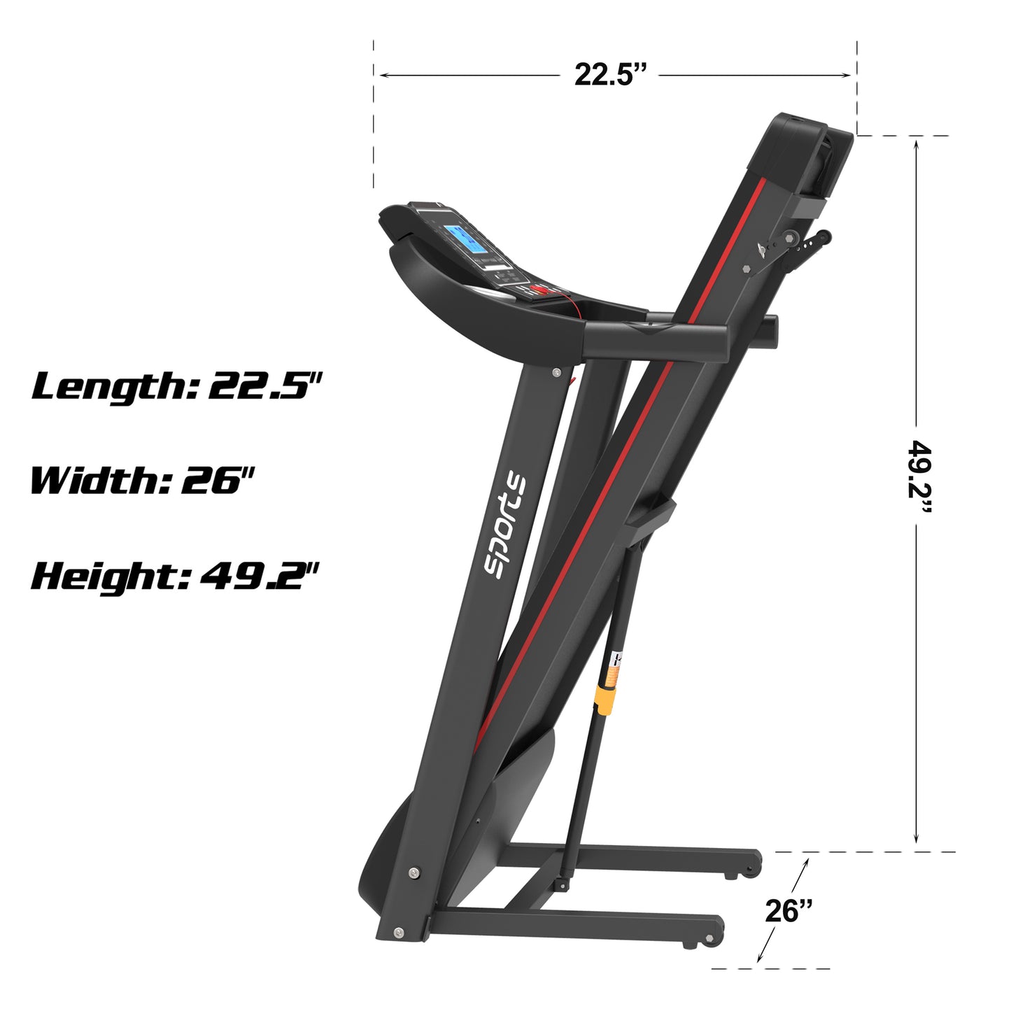 Folding Treadmill, Smart Motorized Treadmill with Manual Incline and Air Spring  MP3, Exercise Running Machine with 5& LCD Display for Home Use