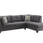 Laurissa Sectional Sofa & Ottoman (2 Pillows), Light Charcoal Linen (1Set/2Ctn) 54385