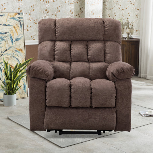 Electric lift recliner with heat therapy and massage, suitable for the elderly, heavy recliner, with modern padded arms and back, taupe