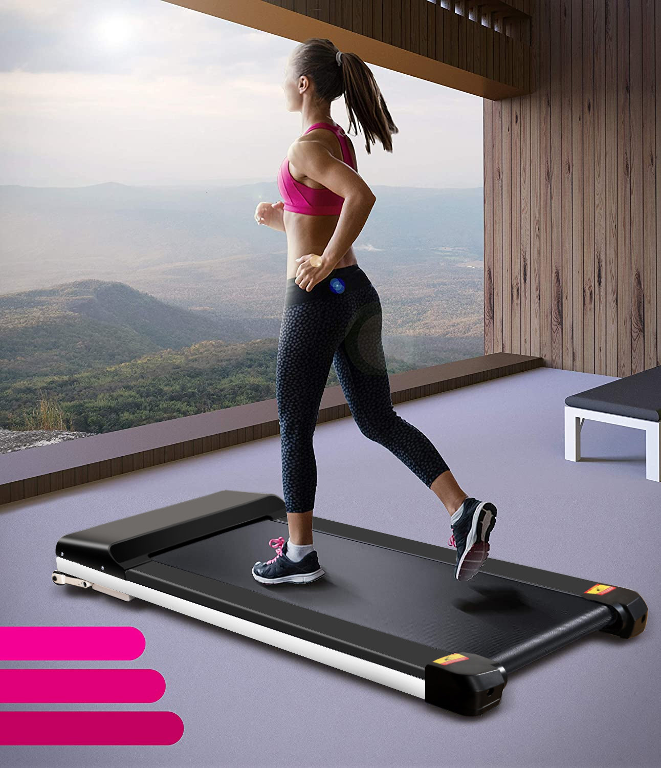 Portable Treadmill Under Desk Walking Pad Flat Slim Treadmill with LDE Display  Sport APP, Running Machine for Apartment and Small Space without Assembling