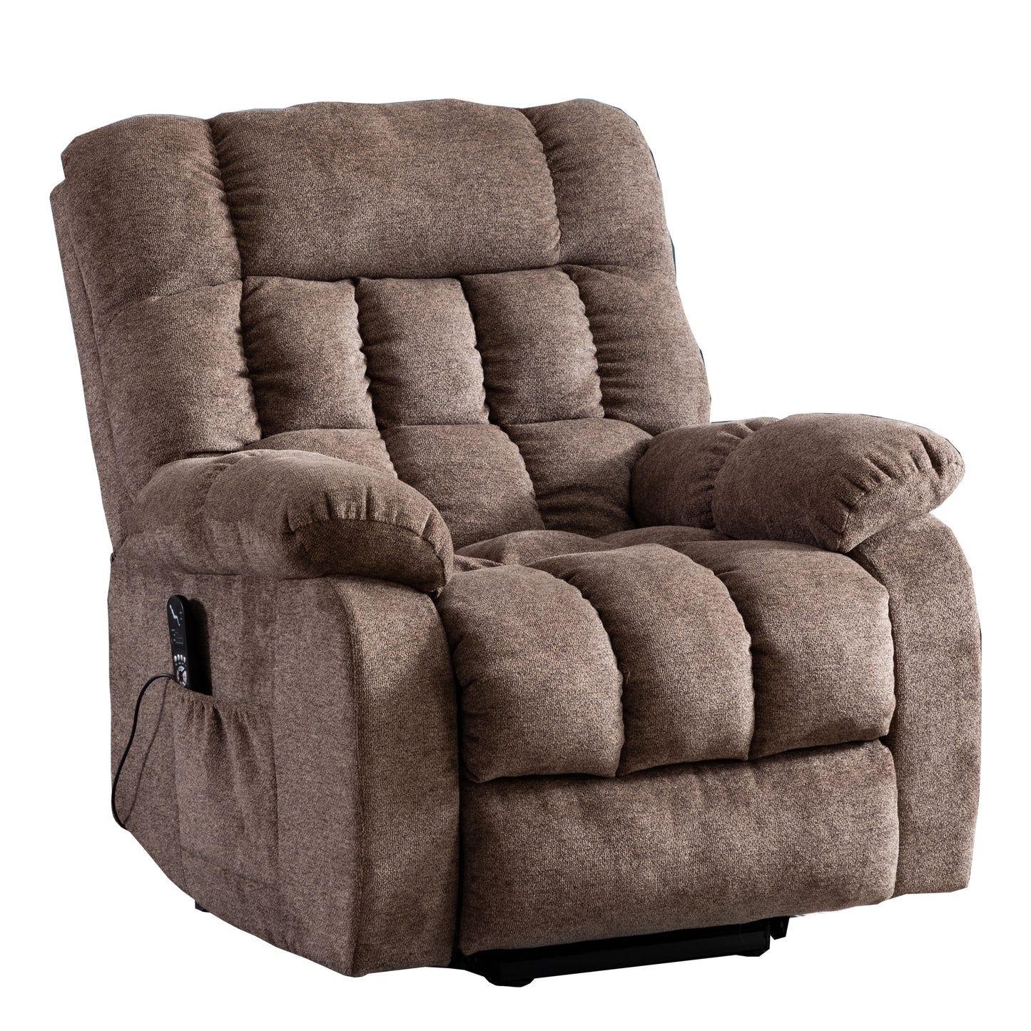 Electric lift recliner with heat therapy and massage, suitable for the elderly, heavy recliner, with modern padded arms and back, taupe