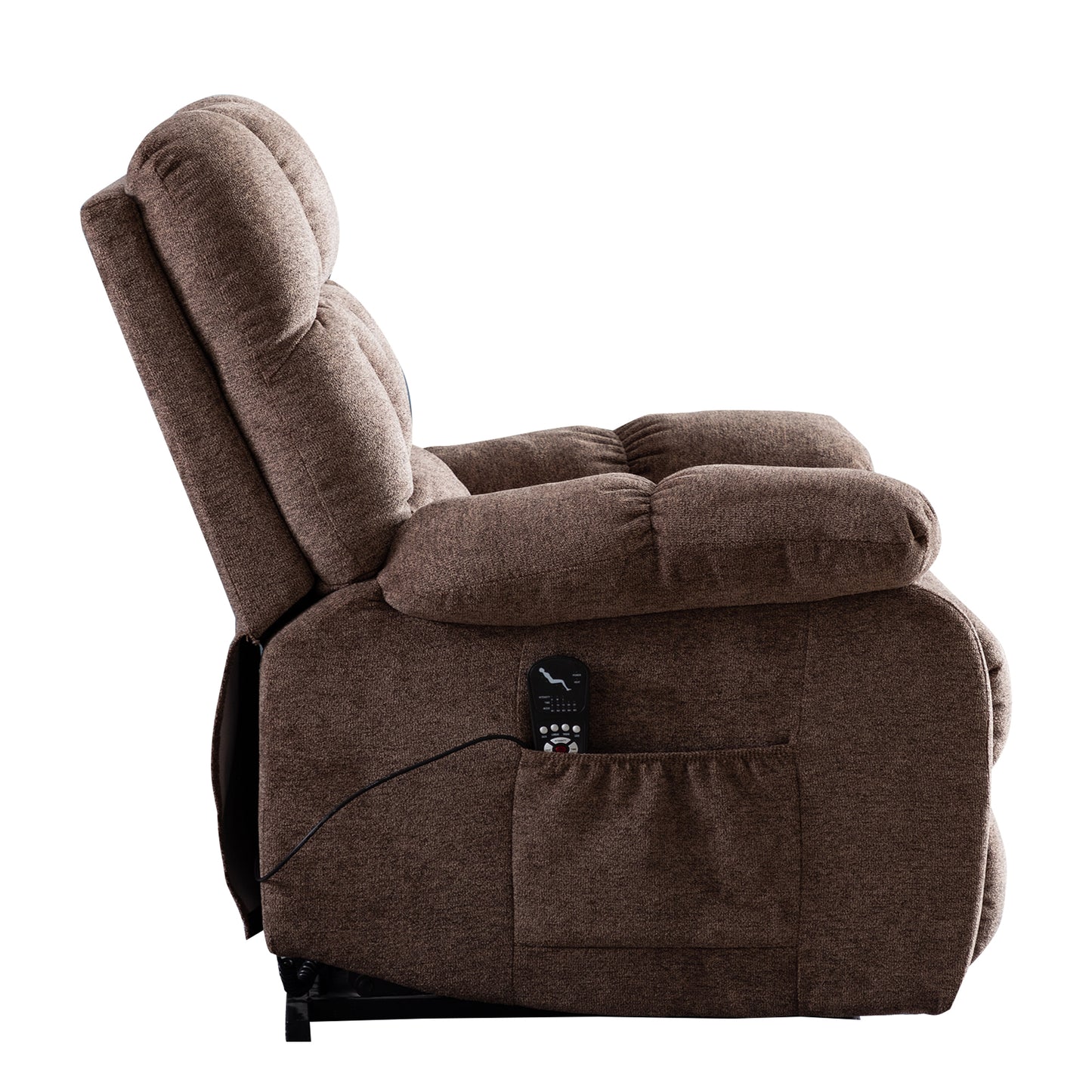 Electric lift recliner with heat therapy and massage, suitable for the elderly, heavy recliner, with modern padded arms and back, taupe