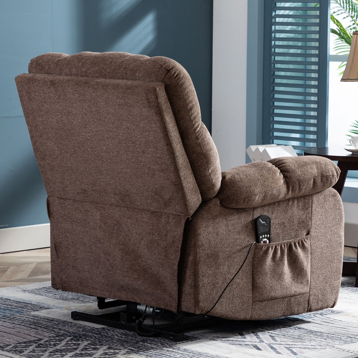 Electric lift recliner with heat therapy and massage, suitable for the elderly, heavy recliner, with modern padded arms and back, taupe