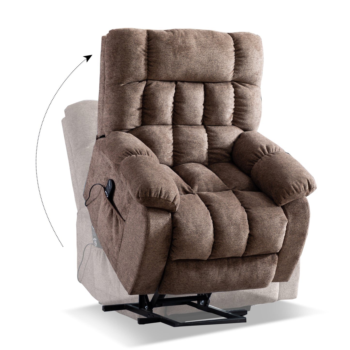 Electric lift recliner with heat therapy and massage, suitable for the elderly, heavy recliner, with modern padded arms and back, taupe