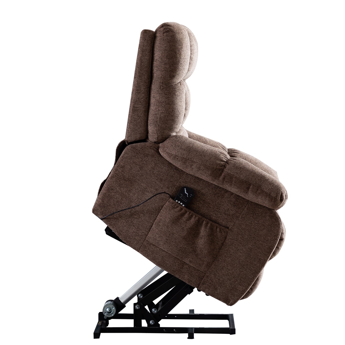 Electric lift recliner with heat therapy and massage, suitable for the elderly, heavy recliner, with modern padded arms and back, taupe