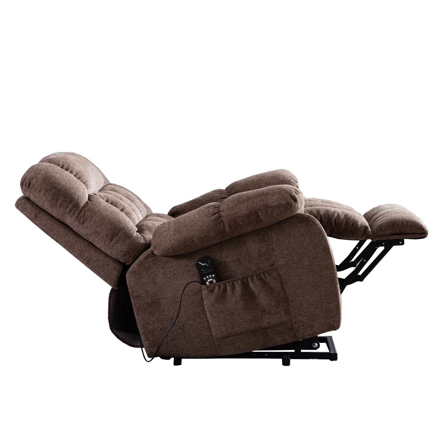 Electric lift recliner with heat therapy and massage, suitable for the elderly, heavy recliner, with modern padded arms and back, taupe