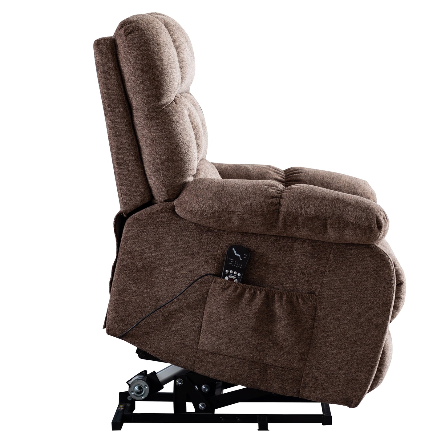 Electric lift recliner with heat therapy and massage, suitable for the elderly, heavy recliner, with modern padded arms and back, taupe