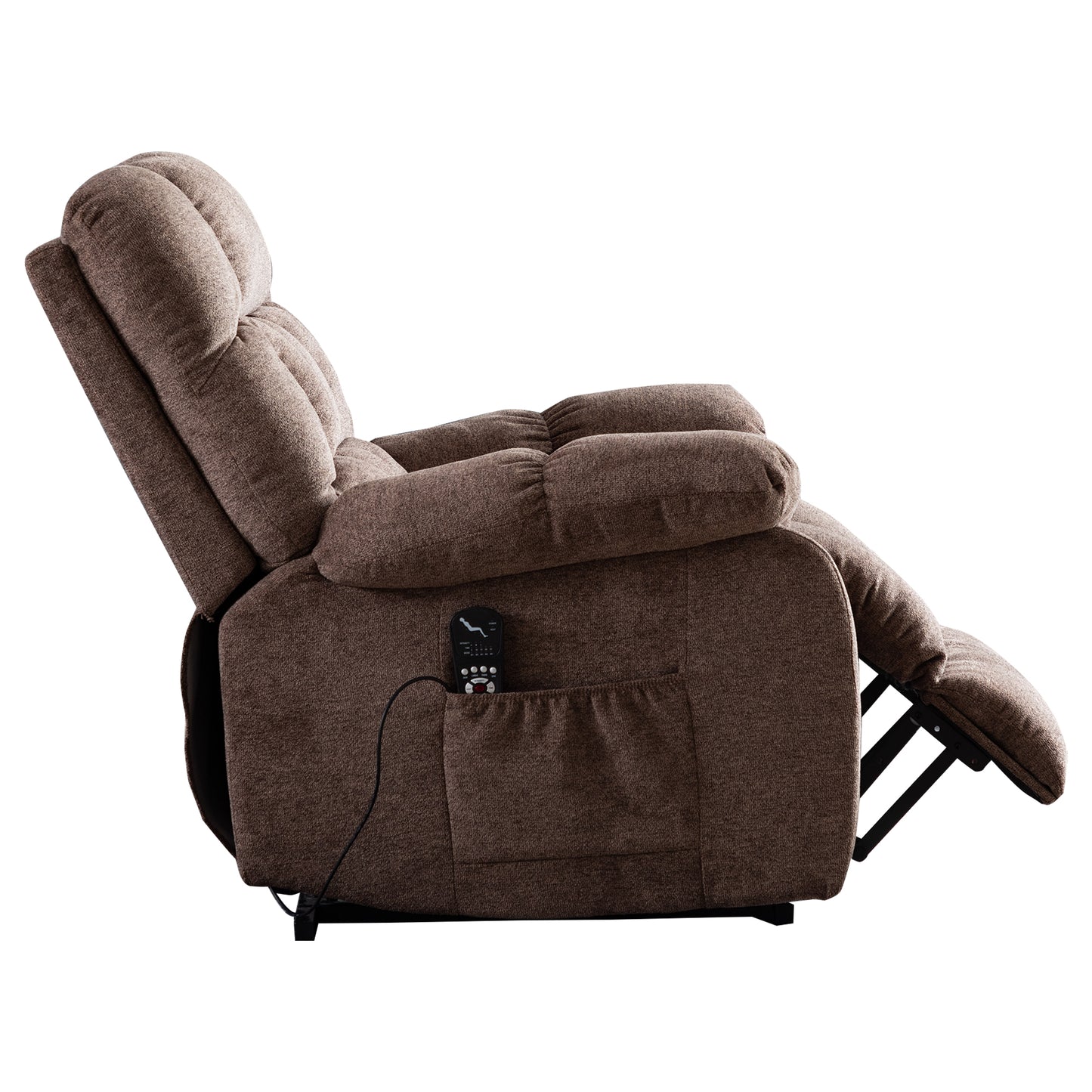 Electric lift recliner with heat therapy and massage, suitable for the elderly, heavy recliner, with modern padded arms and back, taupe