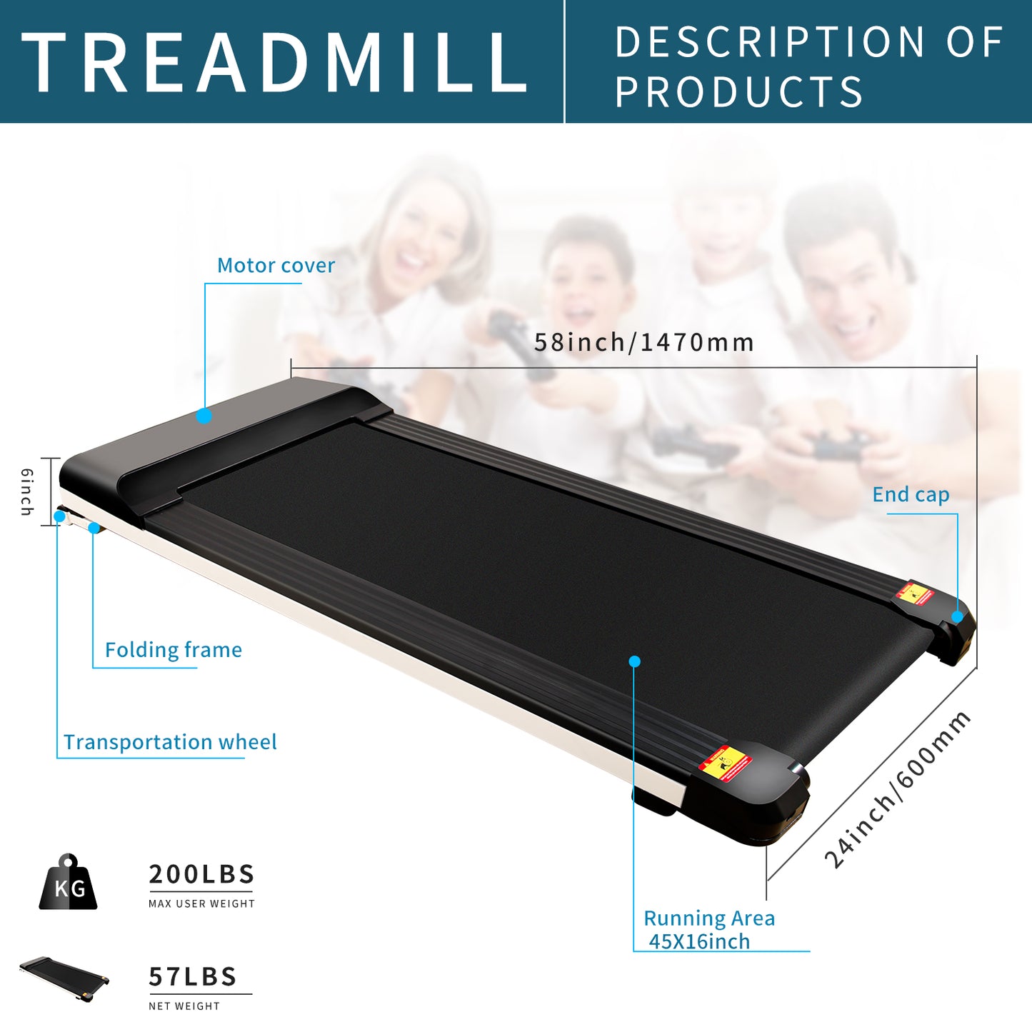 Portable Treadmill Under Desk Walking Pad Flat Slim Treadmill with LDE Display  Sport APP, Running Machine for Apartment and Small Space without Assembling