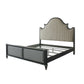 House Beatrice Queen Bed, Two Tone Beige Fabric, Charcoal & Light Gray Finish 28810Q