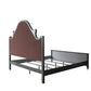 House Beatrice Queen Bed, Two Tone Beige Fabric, Charcoal & Light Gray Finish 28810Q