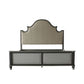 House Beatrice Queen Bed, Two Tone Beige Fabric, Charcoal & Light Gray Finish 28810Q