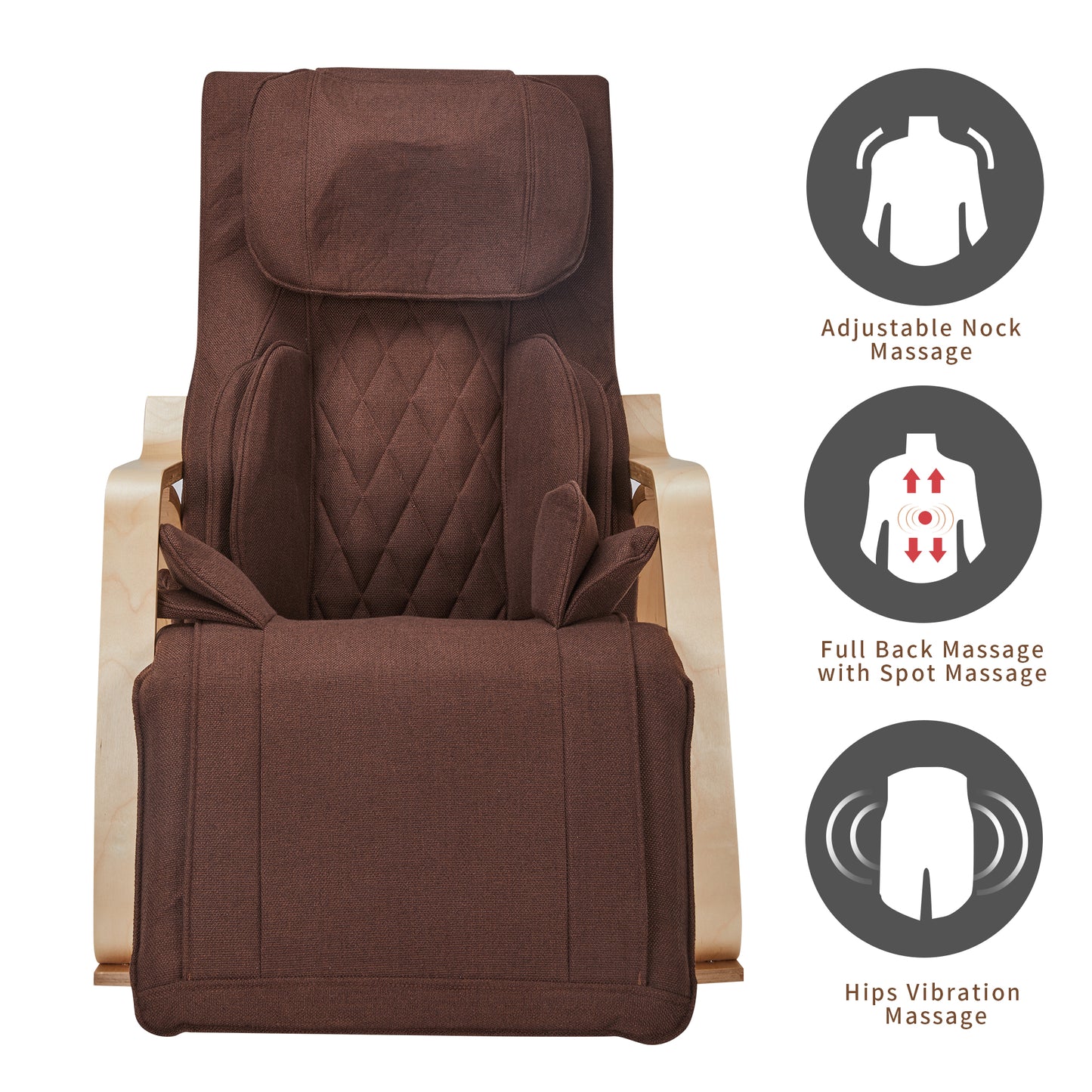 Comfortable Relax Rocking Chair, Lounge Chair Relax Chair with Cotton Fabric Cushion  Brown