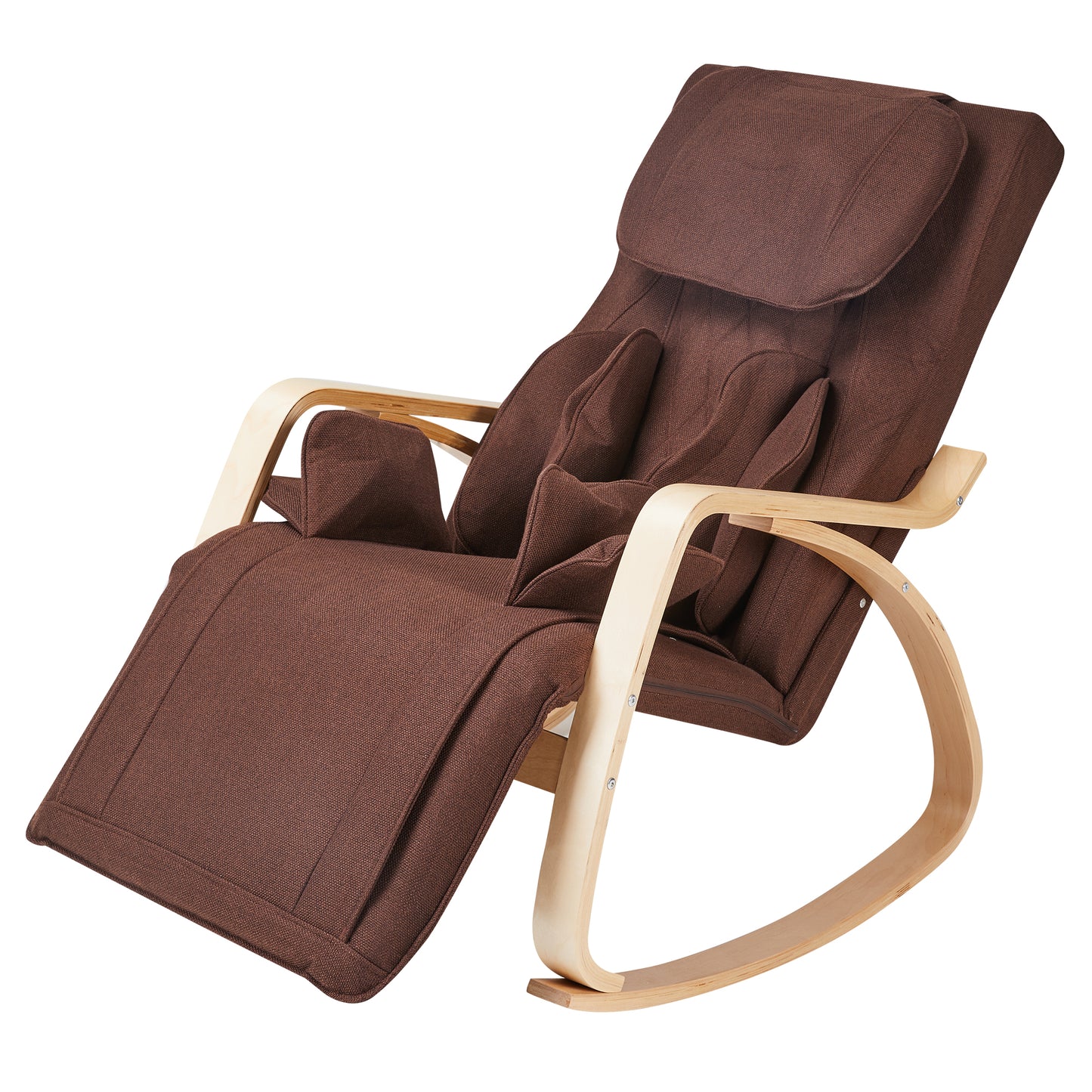 Comfortable Relax Rocking Chair, Lounge Chair Relax Chair with Cotton Fabric Cushion  Brown