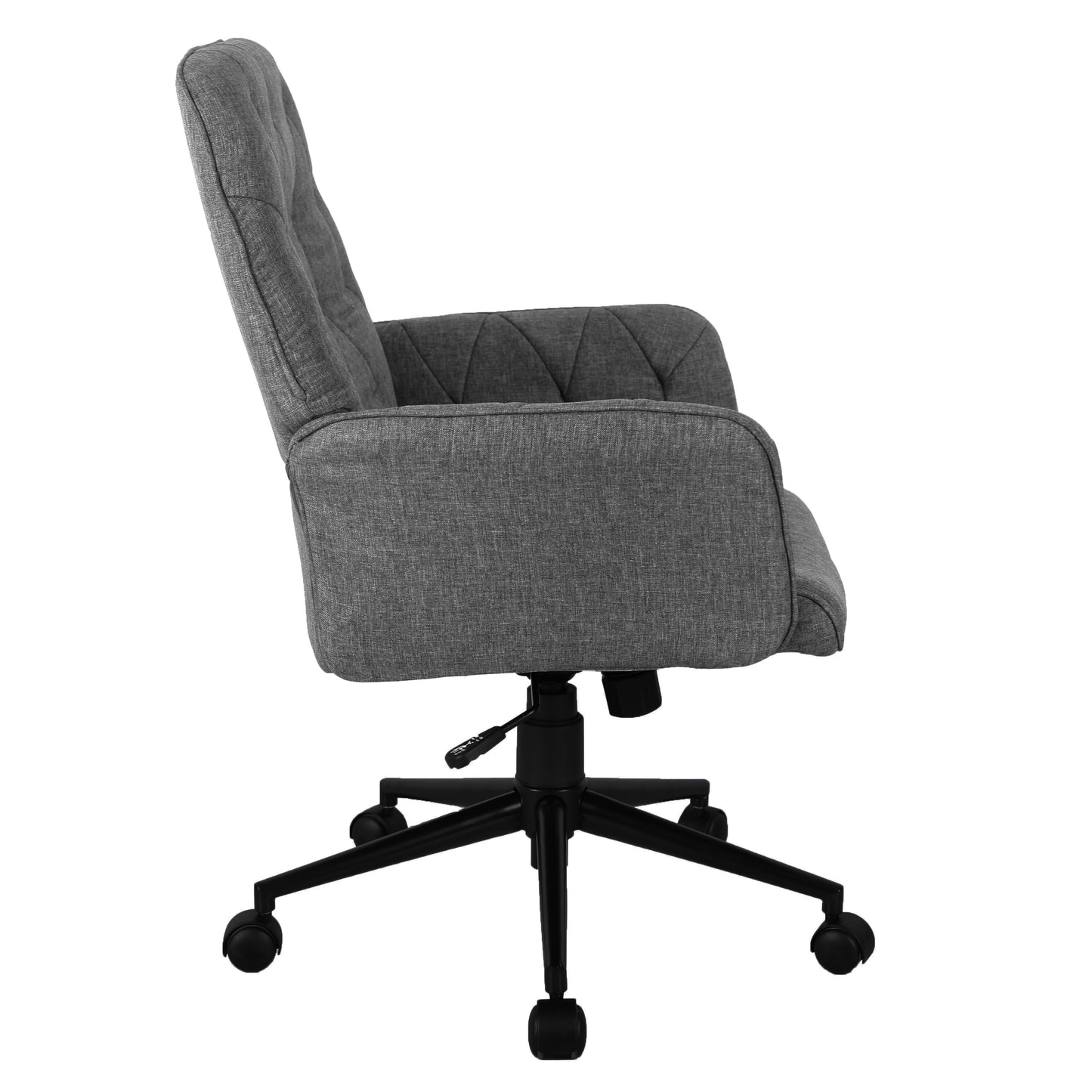 Techni Mobili Modern Upholstered Tufted Office Chair with Arms, Grey