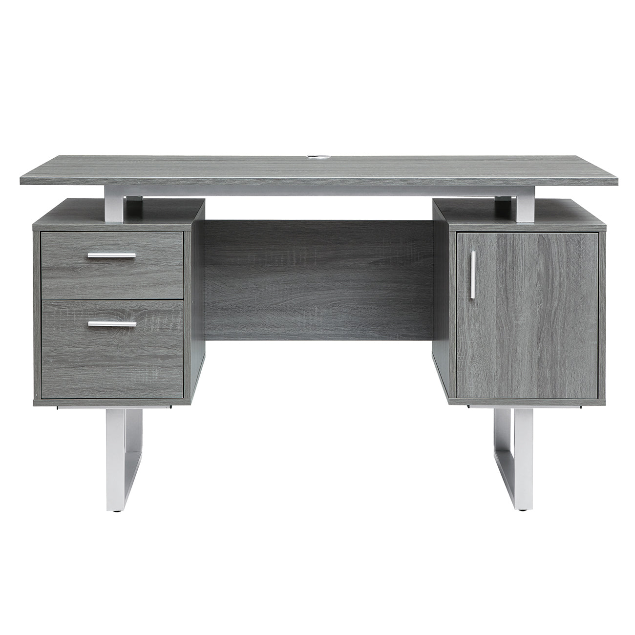 Techni Mobili Modern Office Desk with Storage, Grey