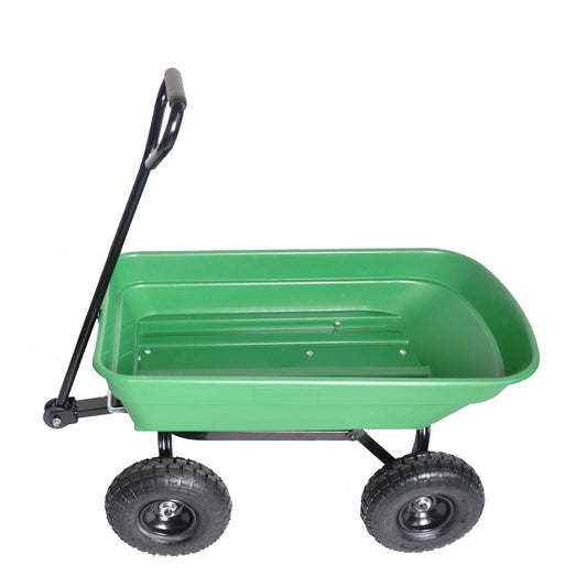 folding wagon  Poly Garden Dump Cart with Steel Frame and 10-inPneumatic Tires, 300-Pound Capacity, Green