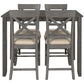 Wood 5-Piece Counter Height Dining Table Set with 4 Upholstered Chairs, Gray