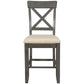 Wood 5-Piece Counter Height Dining Table Set with 4 Upholstered Chairs, Gray