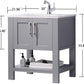 FR Gray Bathroom Vanity with Sink 30 Inch Bathroom Vanity Canbinet Modern Bathroom Sink Vanity with Marble Countertop and White Ceramic Sink