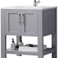 FR Gray Bathroom Vanity with Sink 30 Inch Bathroom Vanity Canbinet Modern Bathroom Sink Vanity with Marble Countertop and White Ceramic Sink