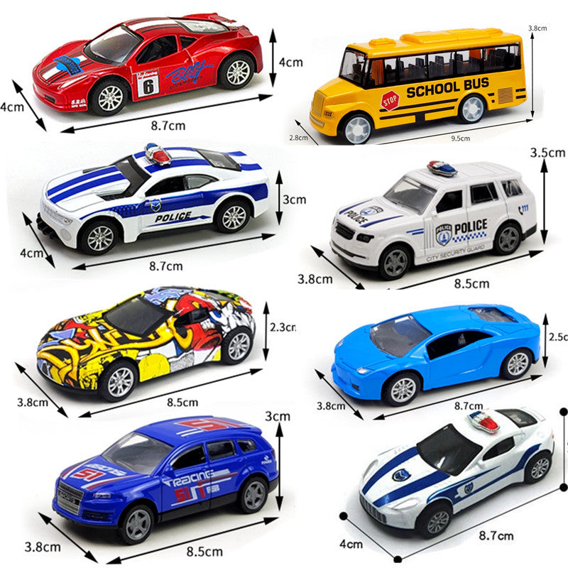 Children's alloy car model boy pull back police car racing Zhongba school bus baby resistant toy car suit