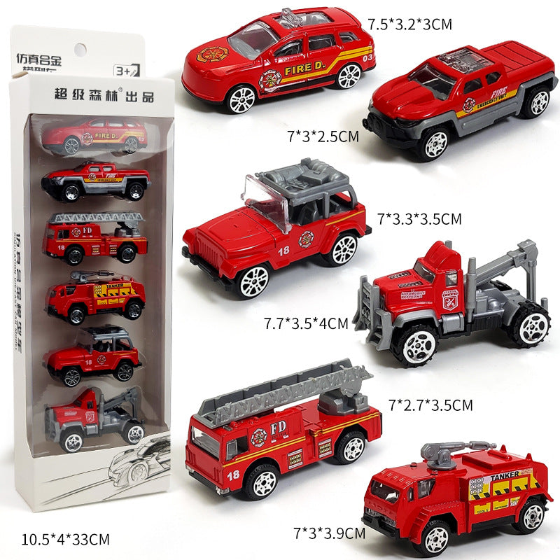 Children's alloy car model boy pull back police car racing Zhongba school bus baby resistant toy car suit